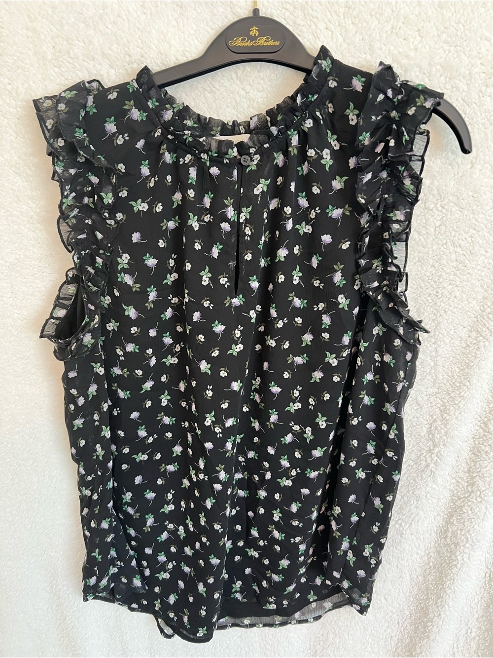 LOFT Black Floral Ruffle Sleeve Camisole